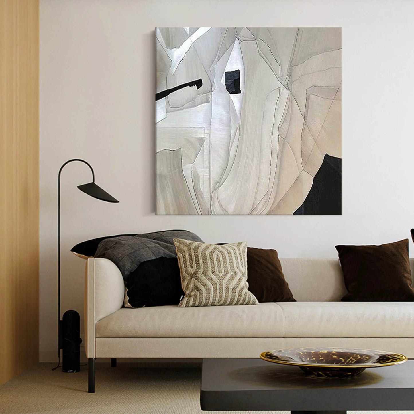 Contemporary Minimalist Geometric Oil Painting for Modern Home Decor