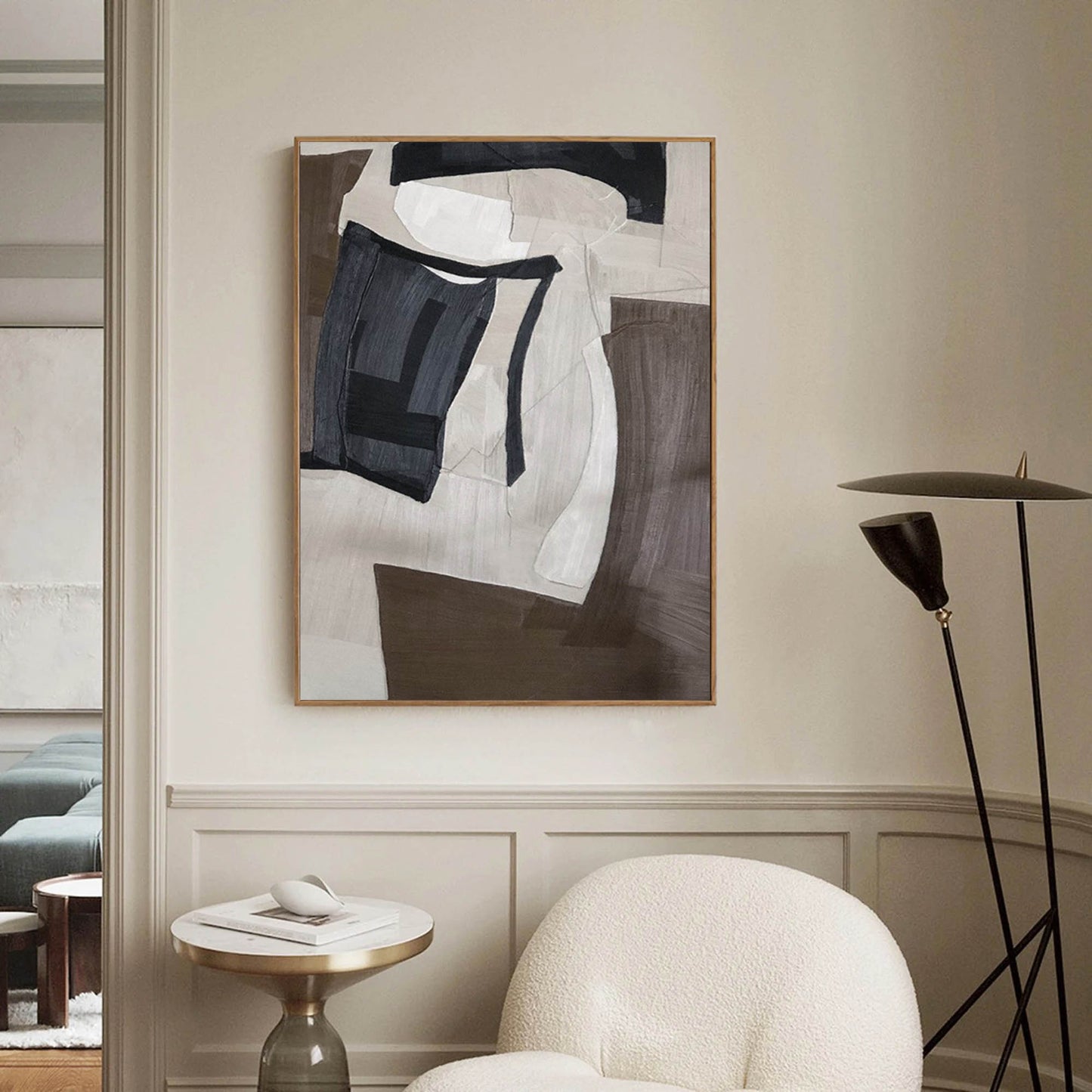 Contemporary Minimalist Geometric Oil Painting for Modern Home Decor