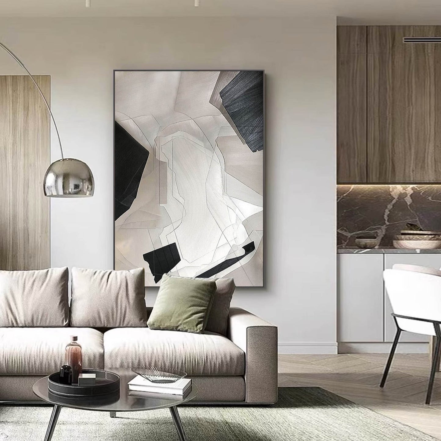 Modern Minimalist Geometric Oil Painting for Contemporary Home Decor
