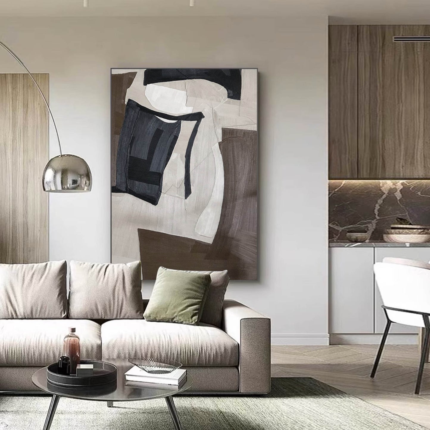 Contemporary Minimalist Geometric Oil Painting for Modern Home Decor