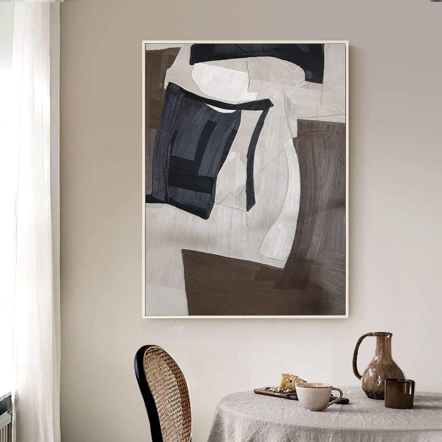 Contemporary Minimalist Geometric Oil Painting for Modern Home Decor