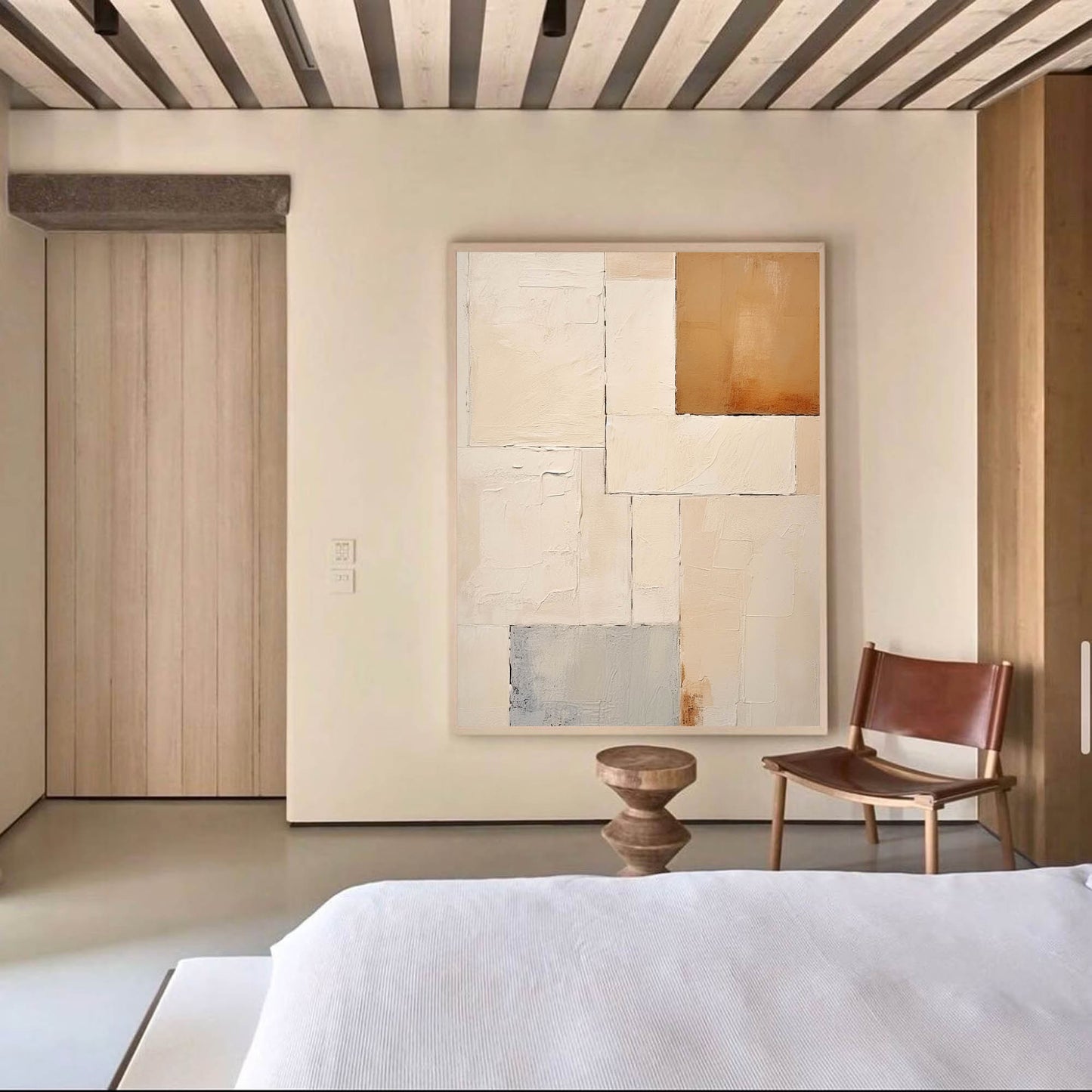 Contemporary Minimalist Geometric Oil Painting for Modern Home Décor
