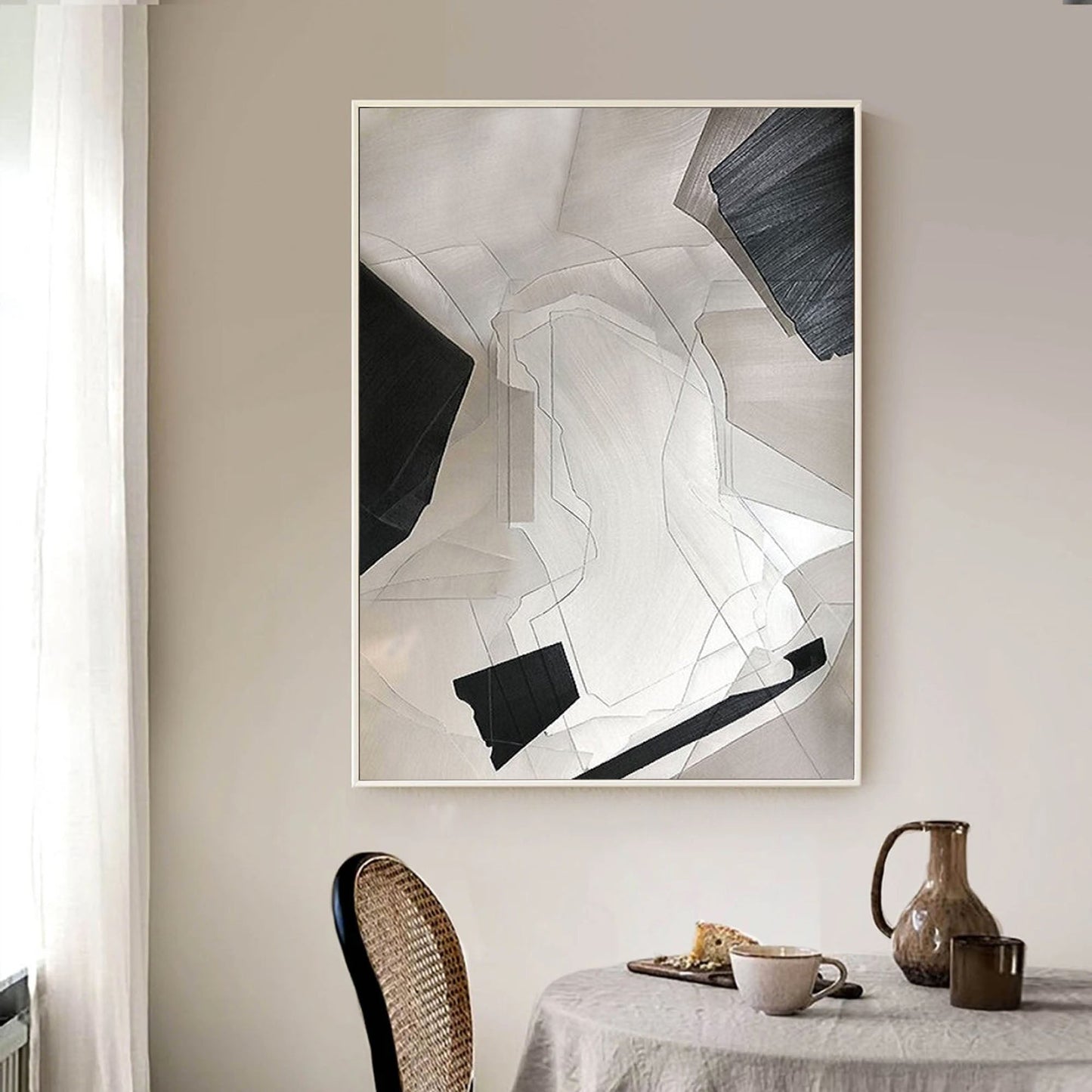 Modern Minimalist Geometric Oil Painting for Contemporary Home Decor