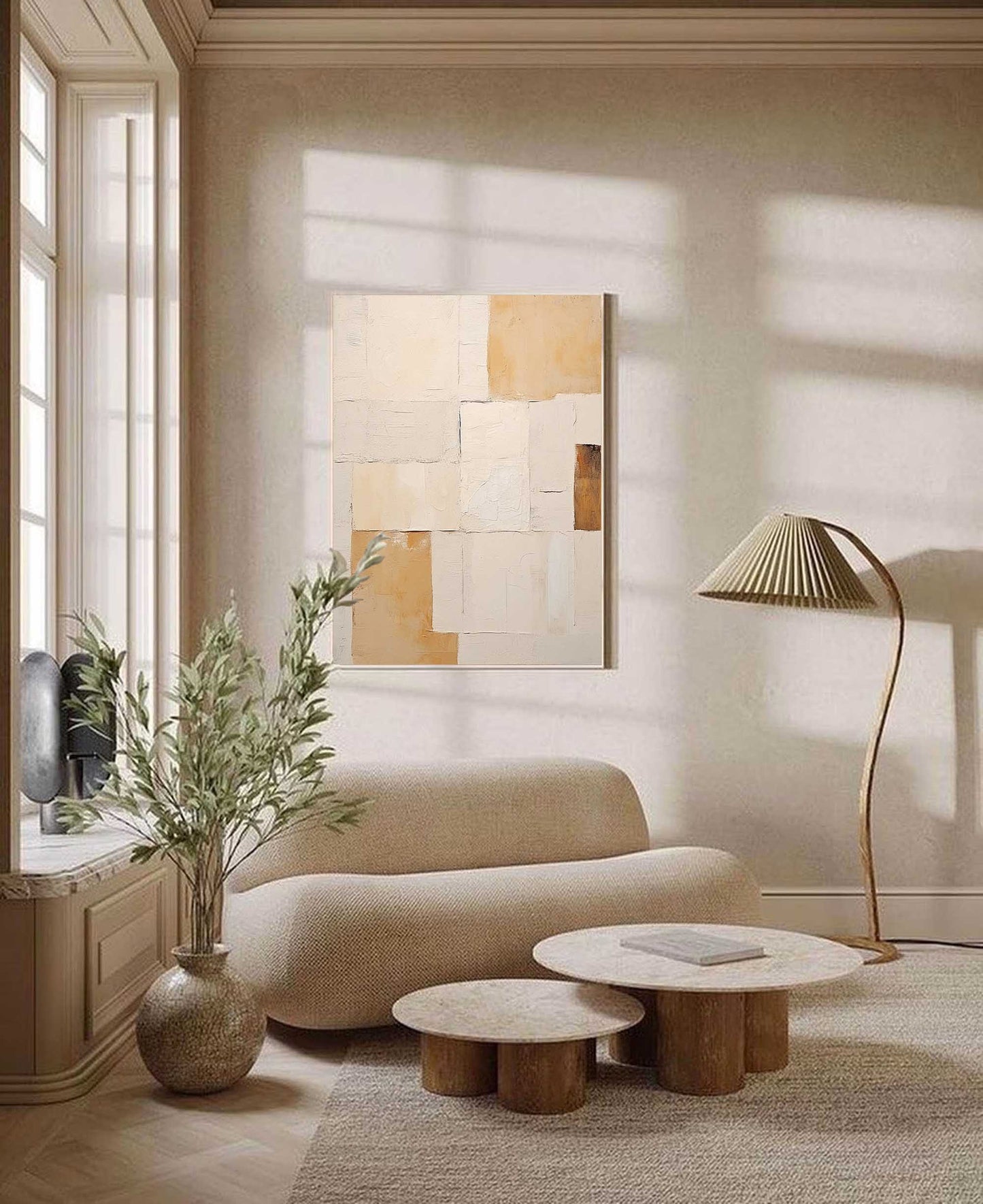 Elegant Minimalist Geometric Oil Painting for Modern Home Decor