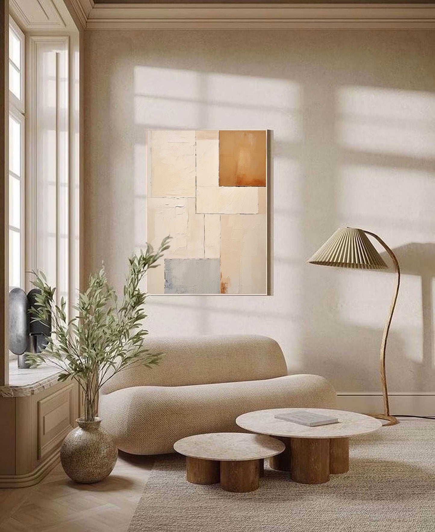 Contemporary Minimalist Geometric Oil Painting for Modern Home Décor