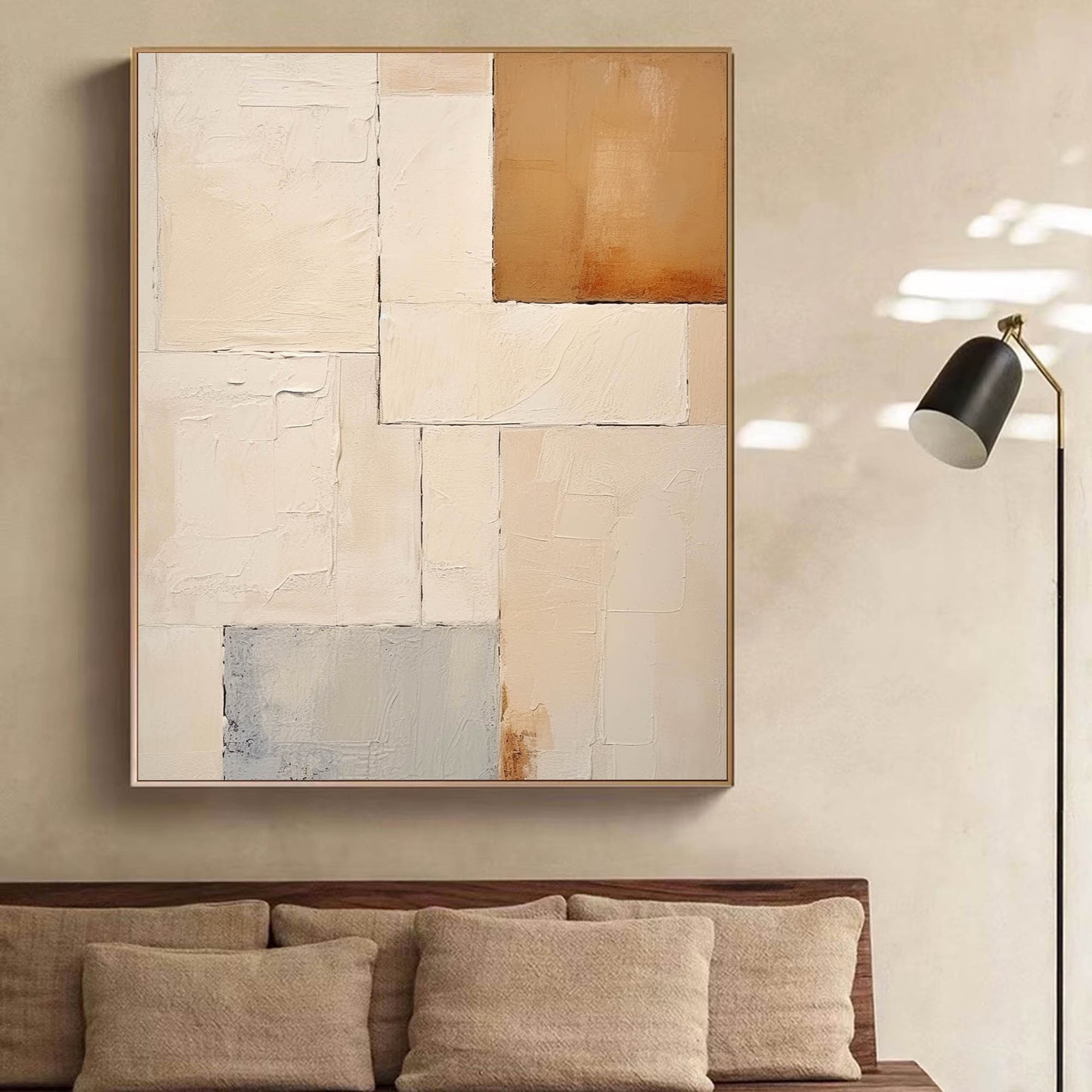Contemporary Minimalist Geometric Oil Painting for Modern Home Décor
