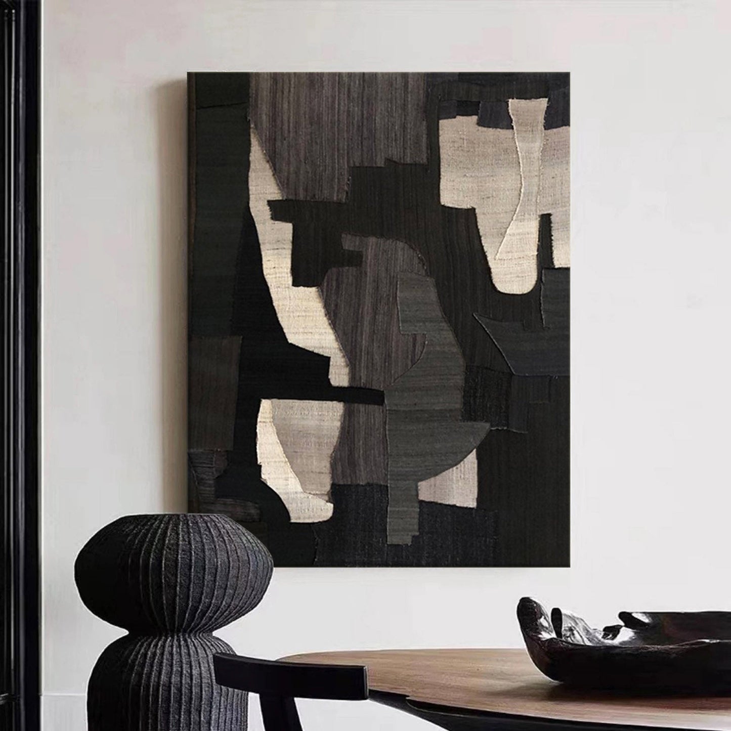 Contemporary Minimalist Geometric Oil Painting for Modern Home Décor