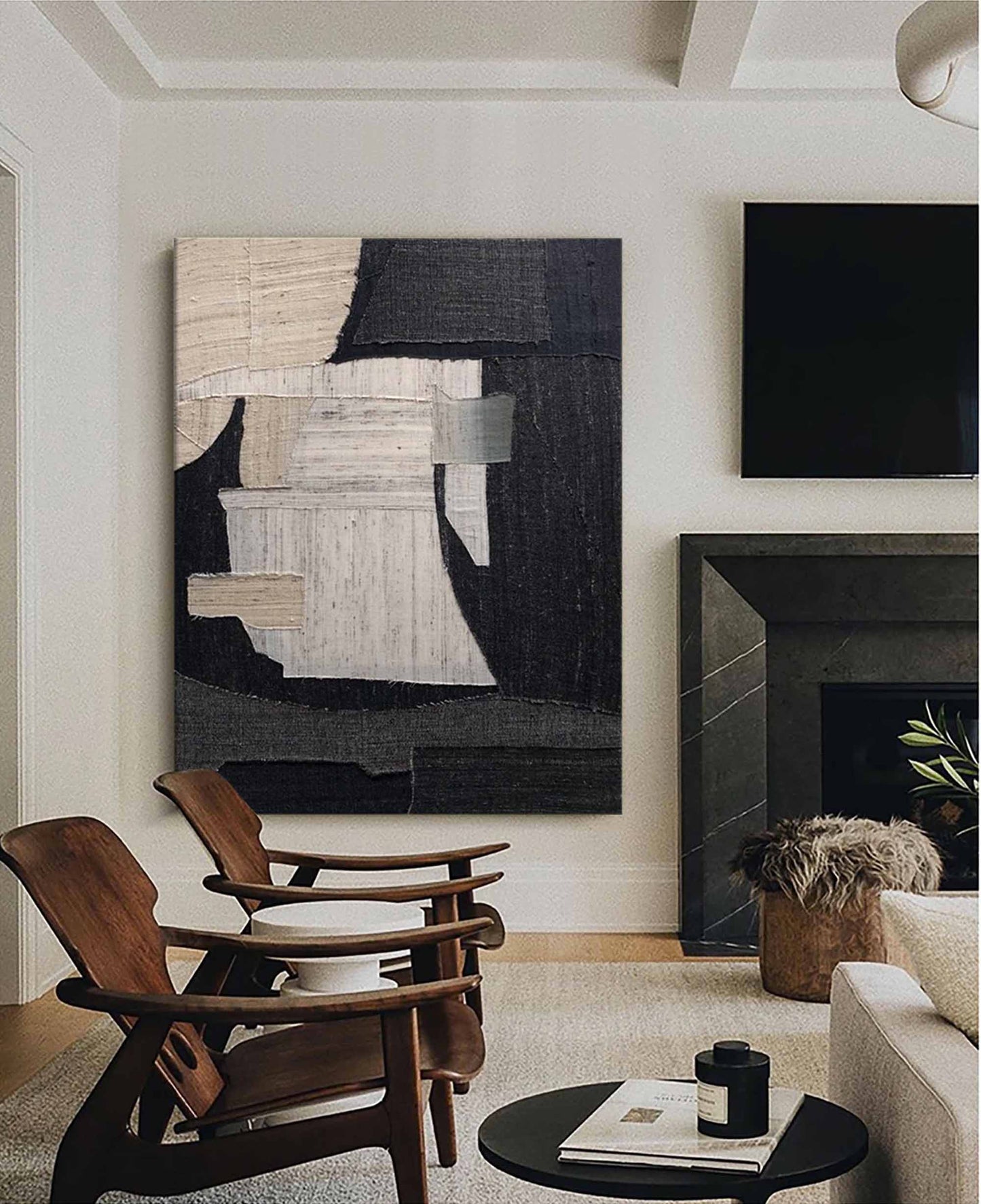 Contemporary Minimalist Geometric Oil Painting for Modern Home Decor