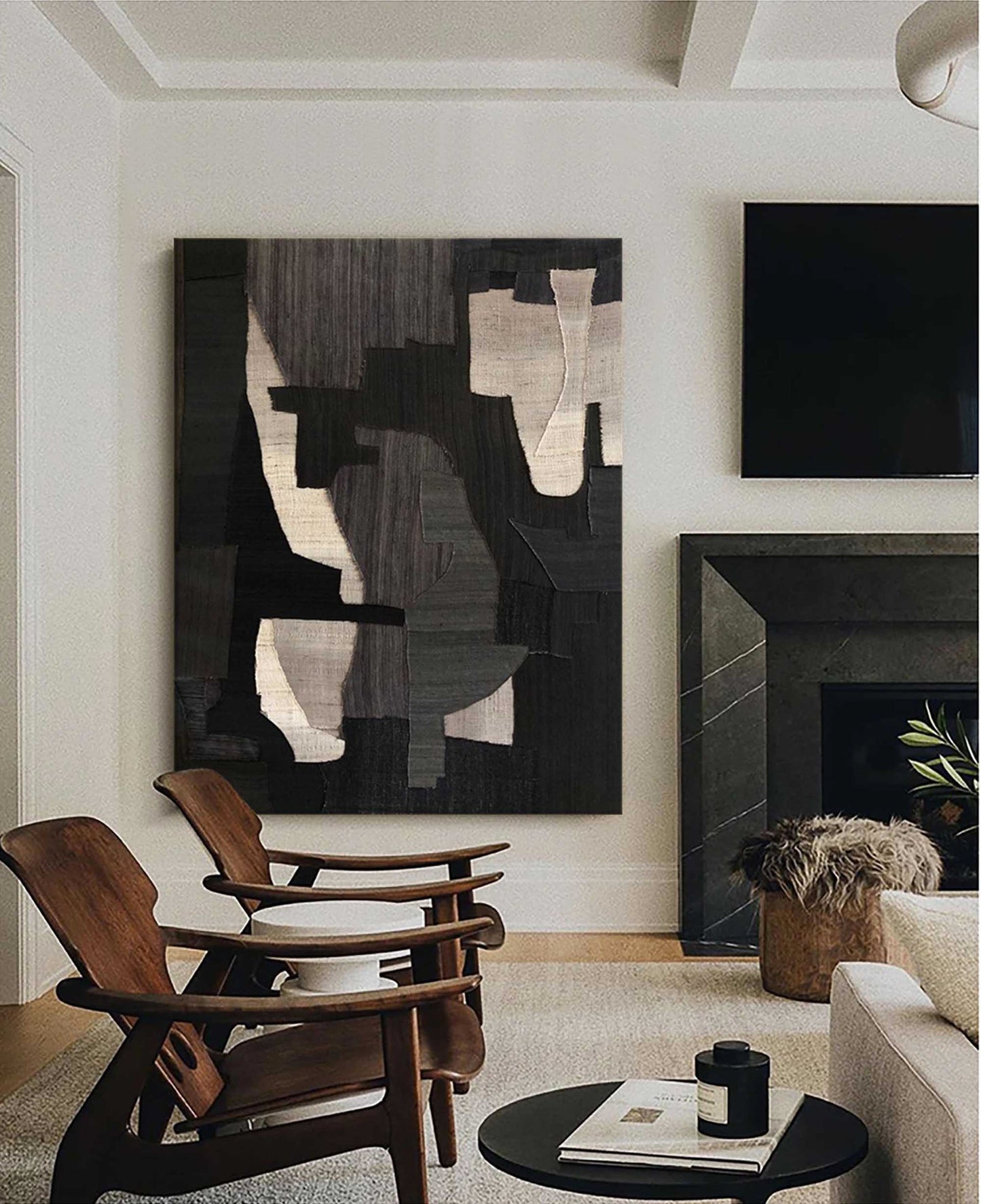 Contemporary Minimalist Geometric Oil Painting for Modern Home Décor