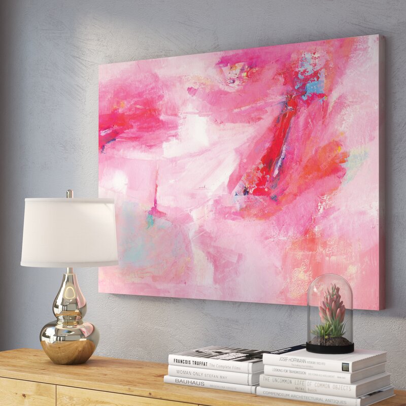 Vibrant Abstract Dance Art Print on Canvas – Colorful Pink Oil Painting
