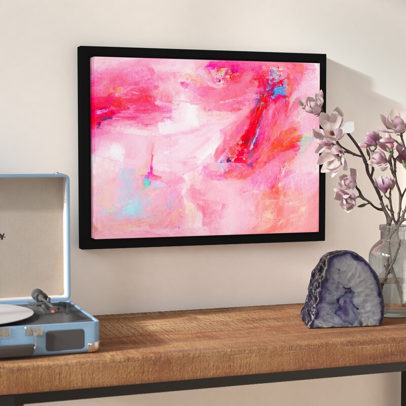 Vibrant Abstract Dance Art Print on Canvas – Colorful Pink Oil Painting