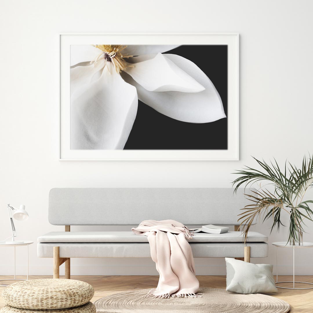 Elegant White Magnolia Oil Painting for Floral Decor and Home Art