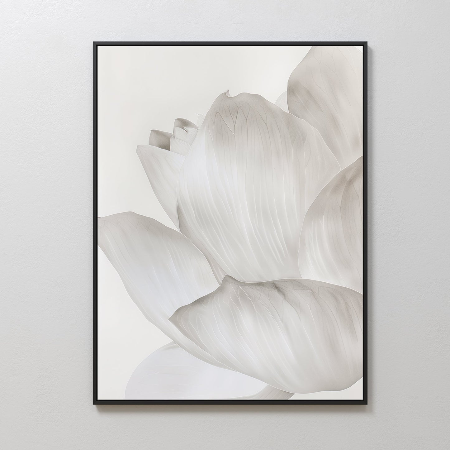 Elegant White Blossom Abstract Oil Painting for Minimalist Home Decor