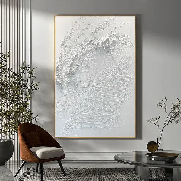 Abstract Ocean Waves Textured Oil Painting for Coastal Home Decor