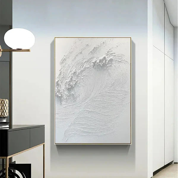 Abstract Ocean Waves Textured Oil Painting for Coastal Home Decor