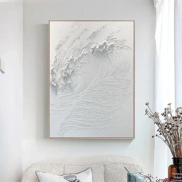 Abstract Ocean Waves Textured Oil Painting for Coastal Home Decor