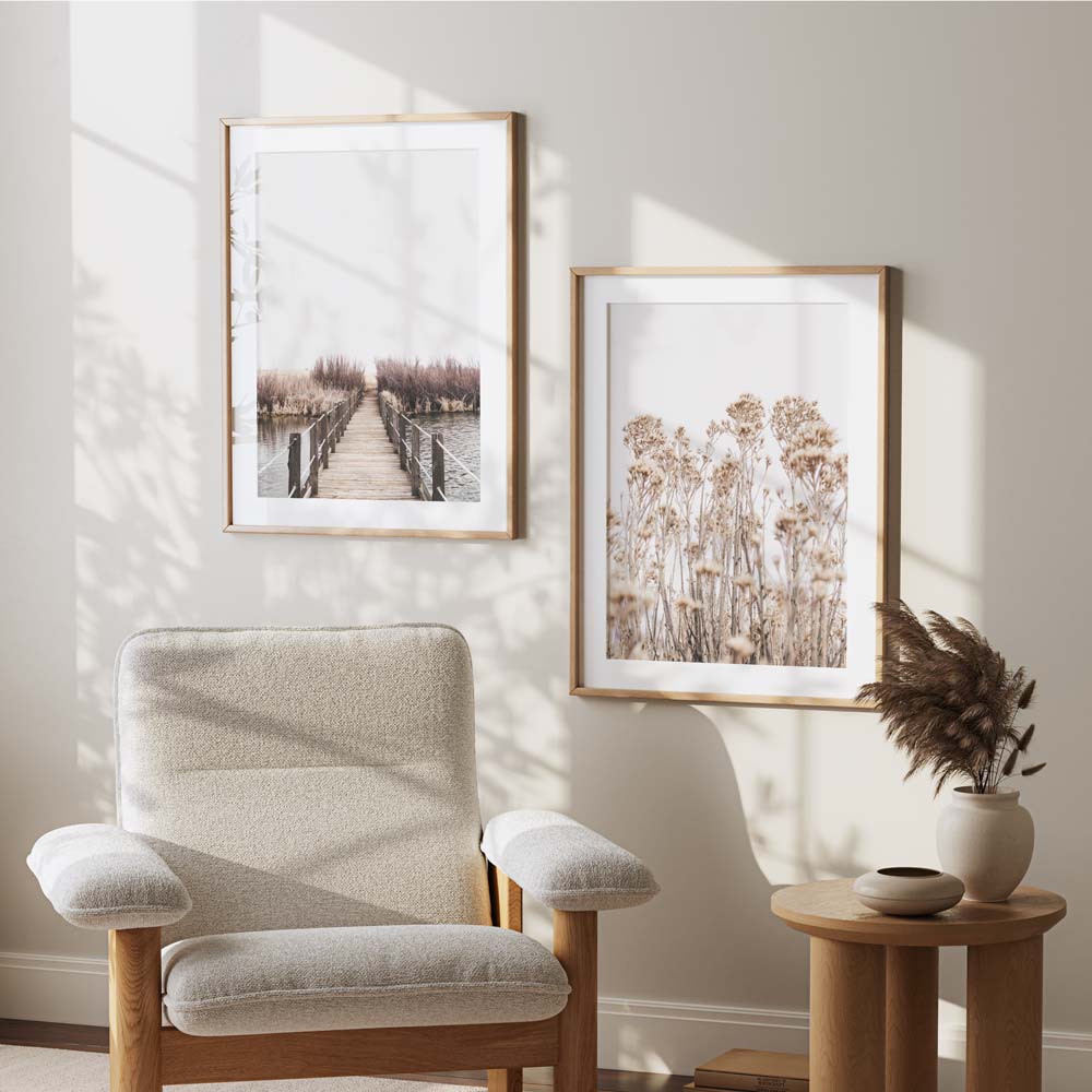 Delicate Wildflowers in Soft Beige Tones - Artistic Oil Painting for Home Decor
