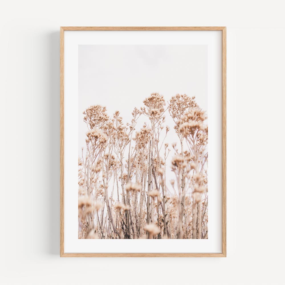 Delicate Wildflowers in Soft Beige Tones - Artistic Oil Painting for Home Decor