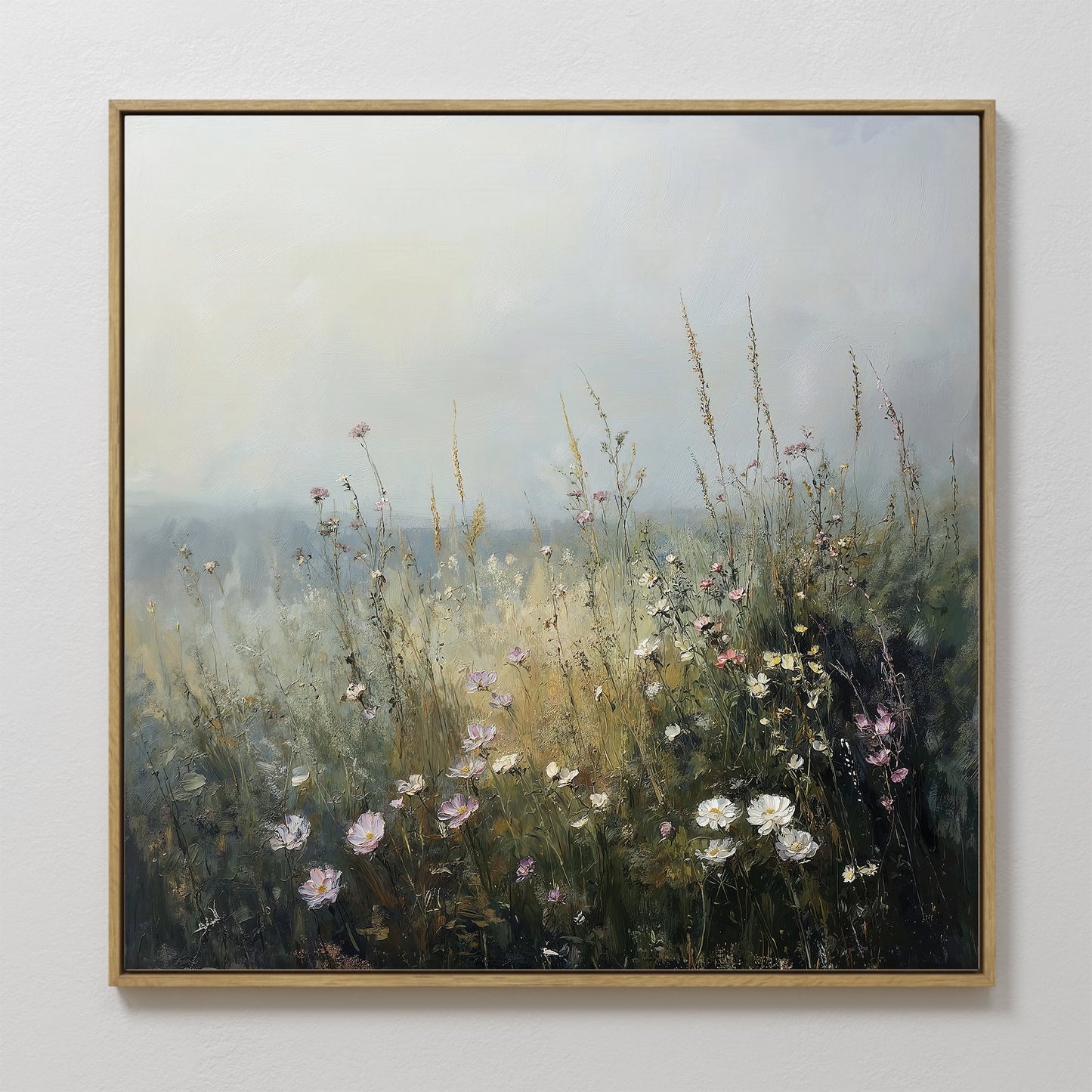Serene Wildflower Landscape Oil Painting for Home Decor and Wall Art