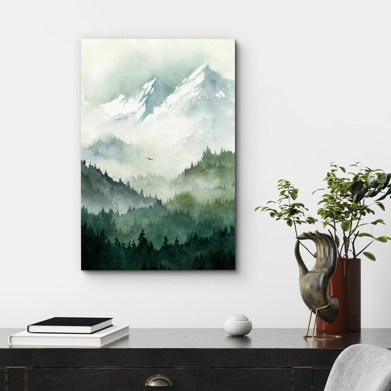Serene Mountain Forest Oil Painting for Modern Home Decor