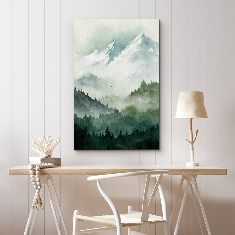 Serene Mountain Forest Oil Painting for Modern Home Decor