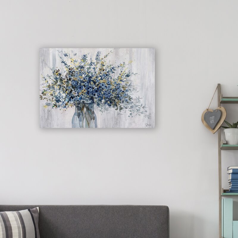 Beautiful Blue Floral Arrangement in Vase - Vibrant Oil Painting for Elegant Decor