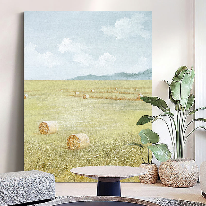 Hay Bales European Fields Meadow Oil Painting 114HB