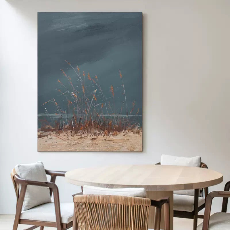 Riverbank Grass Simple Elegant Oil Painting