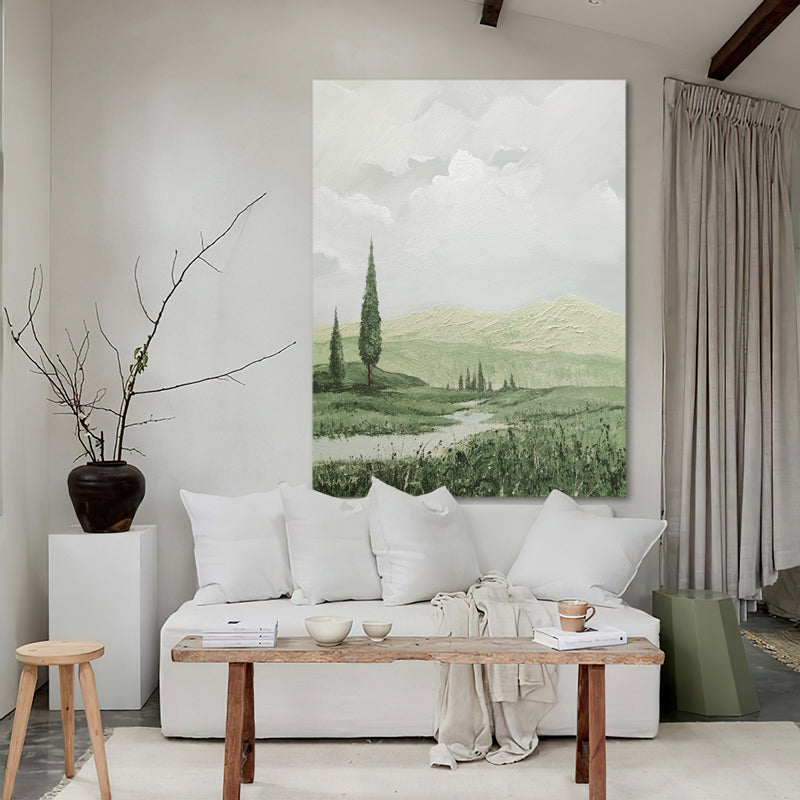 Scenic Meadow European Hill Landscape Oil Painting 135SM