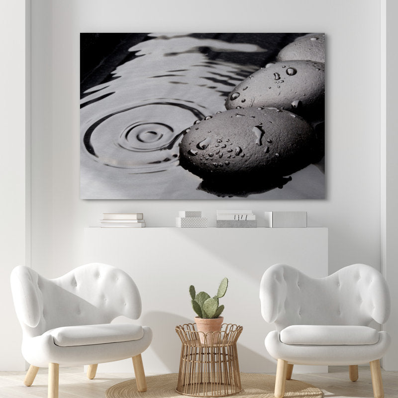 Serene Zen Stones Canvas Art - Tranquil Water Ripples for Spa-Inspired Decor