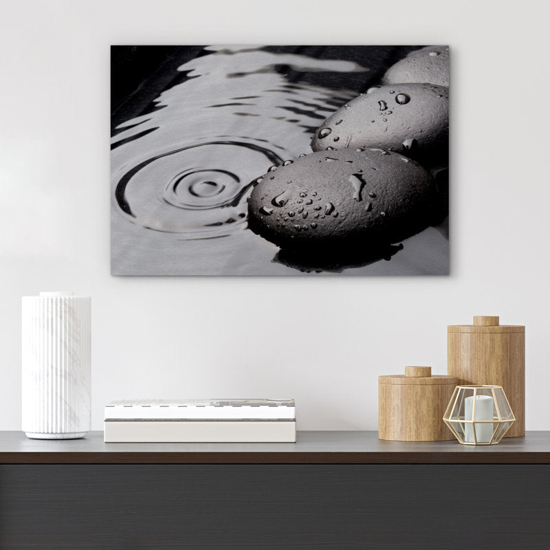 Serene Zen Stones Canvas Art - Tranquil Water Ripples for Spa-Inspired Decor