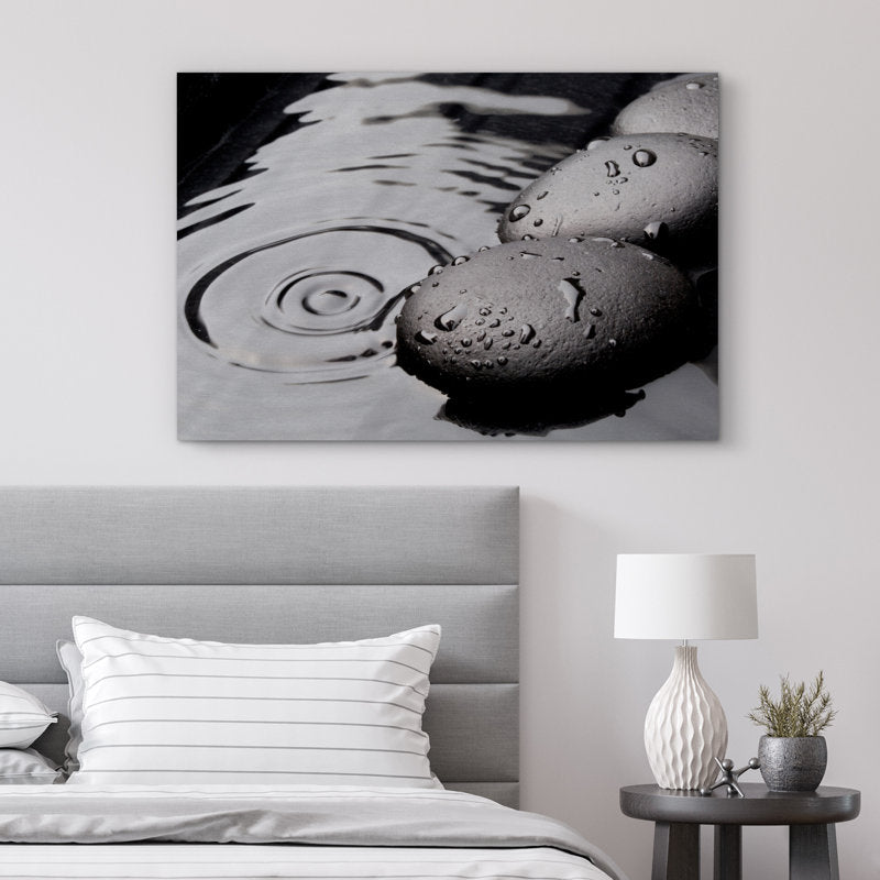 Serene Zen Stones Canvas Art - Tranquil Water Ripples for Spa-Inspired Decor