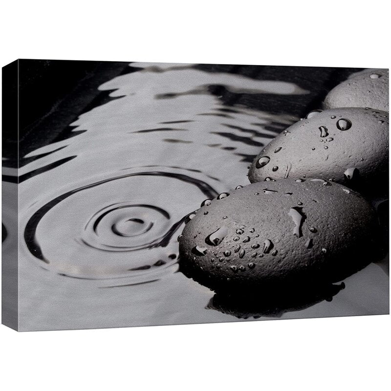 Serene Zen Stones Canvas Art - Tranquil Water Ripples for Spa-Inspired Decor
