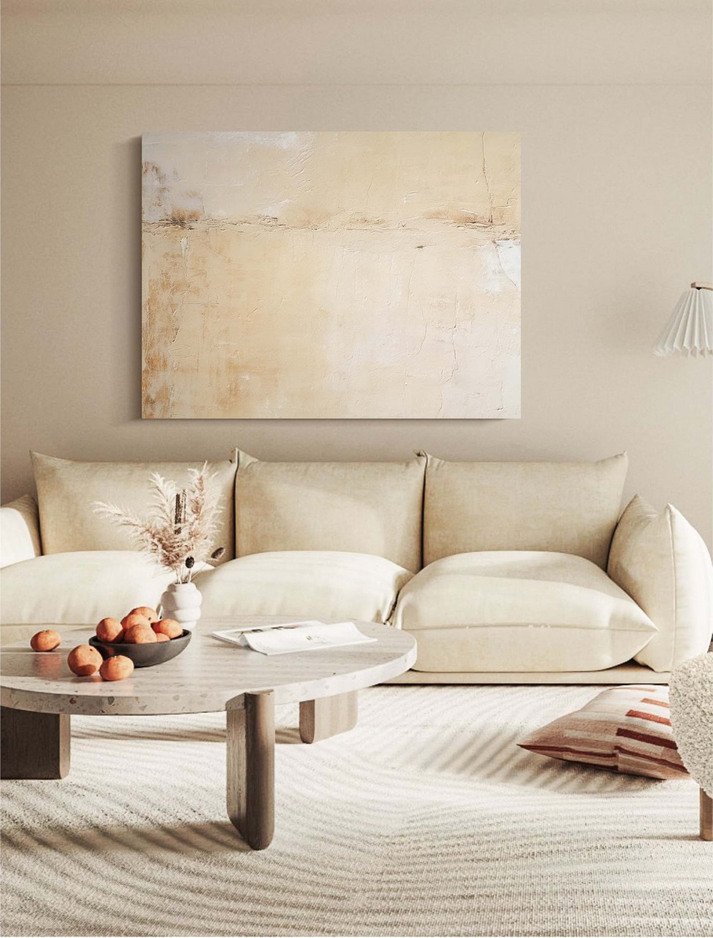 Elegant Neutral Minimalist Oil Painting for Contemporary Home Decor