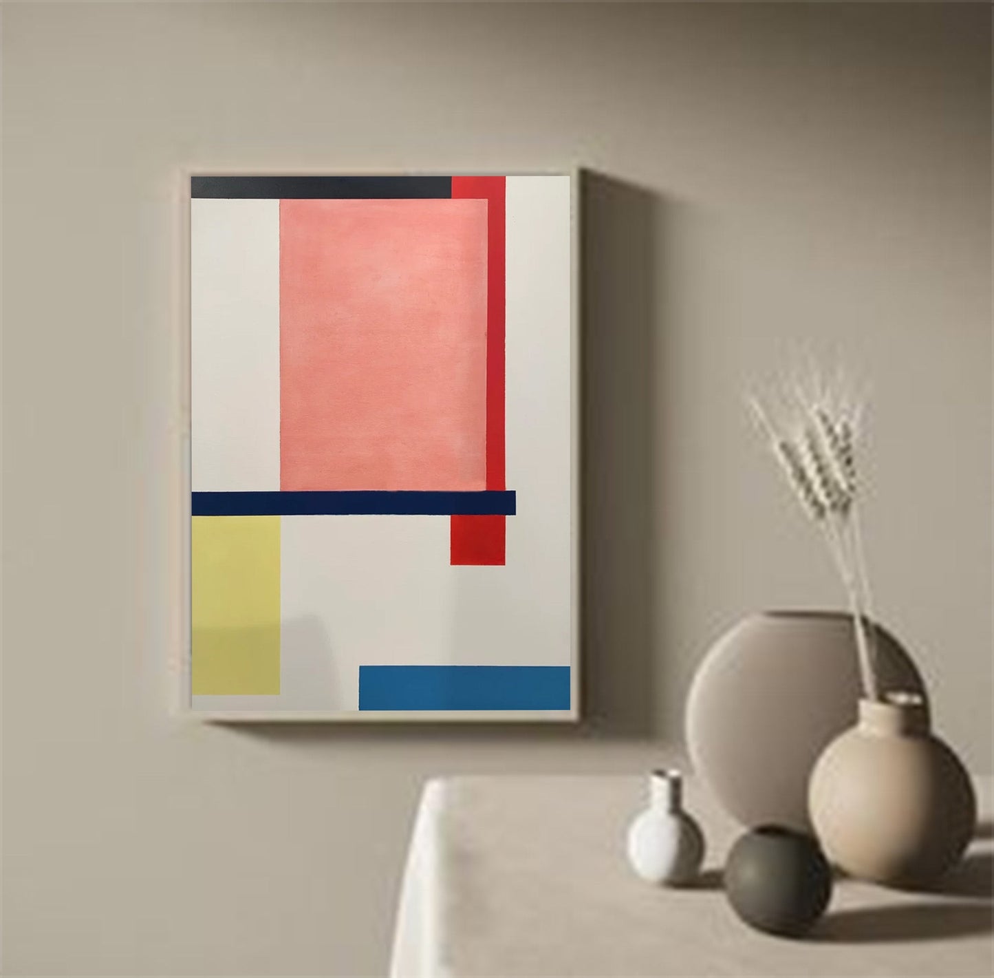 Modern Abstract Geometric Oil Painting for Contemporary Home Decor