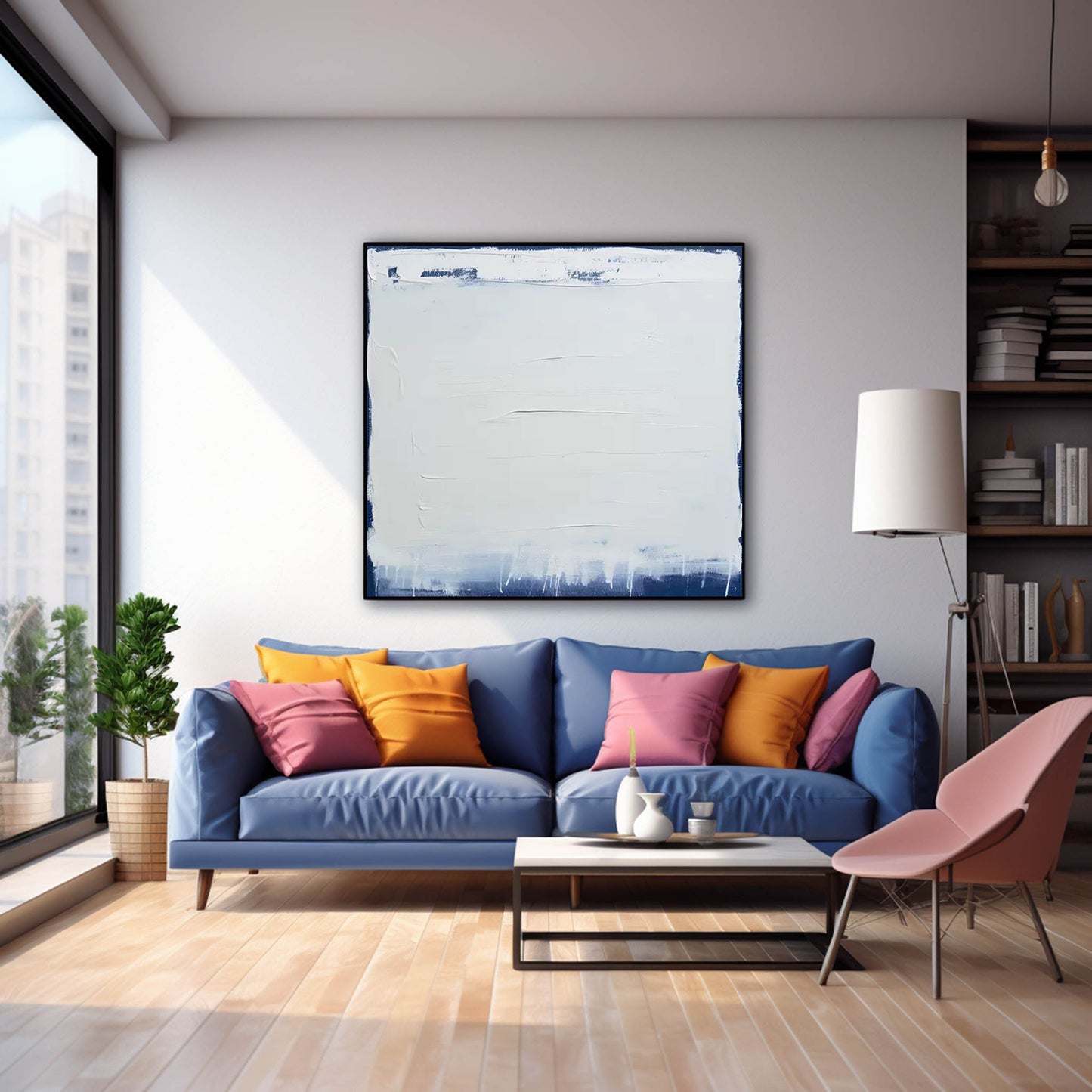 Serene Minimalist Oil Painting for Modern Home Decor and Artistic Spaces