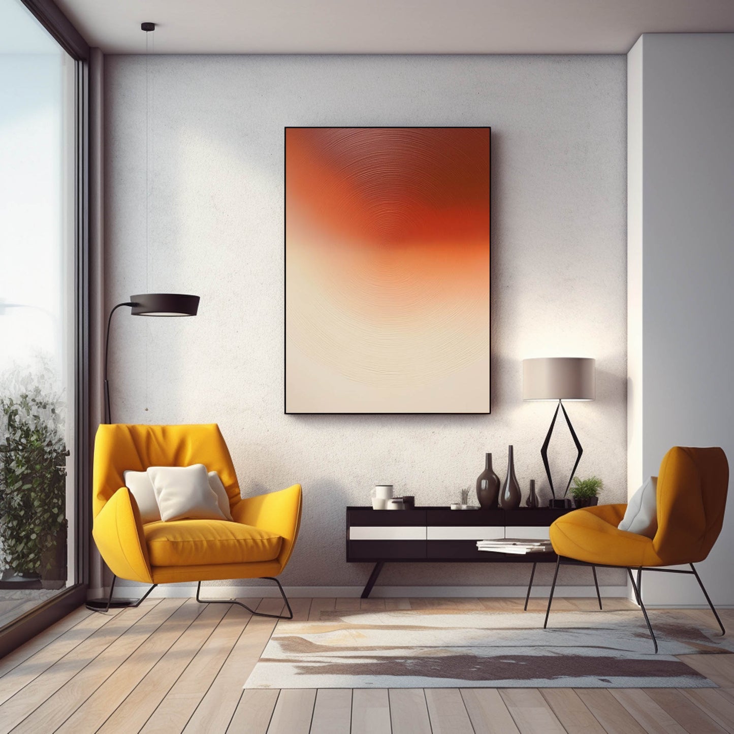 Elegant Minimalist Oil Painting in Warm Tones for Modern Home Decor