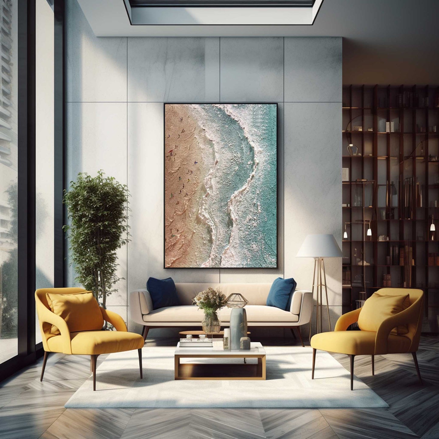 Stunning Beach Scene Oil Painting for Coastal Home Decor