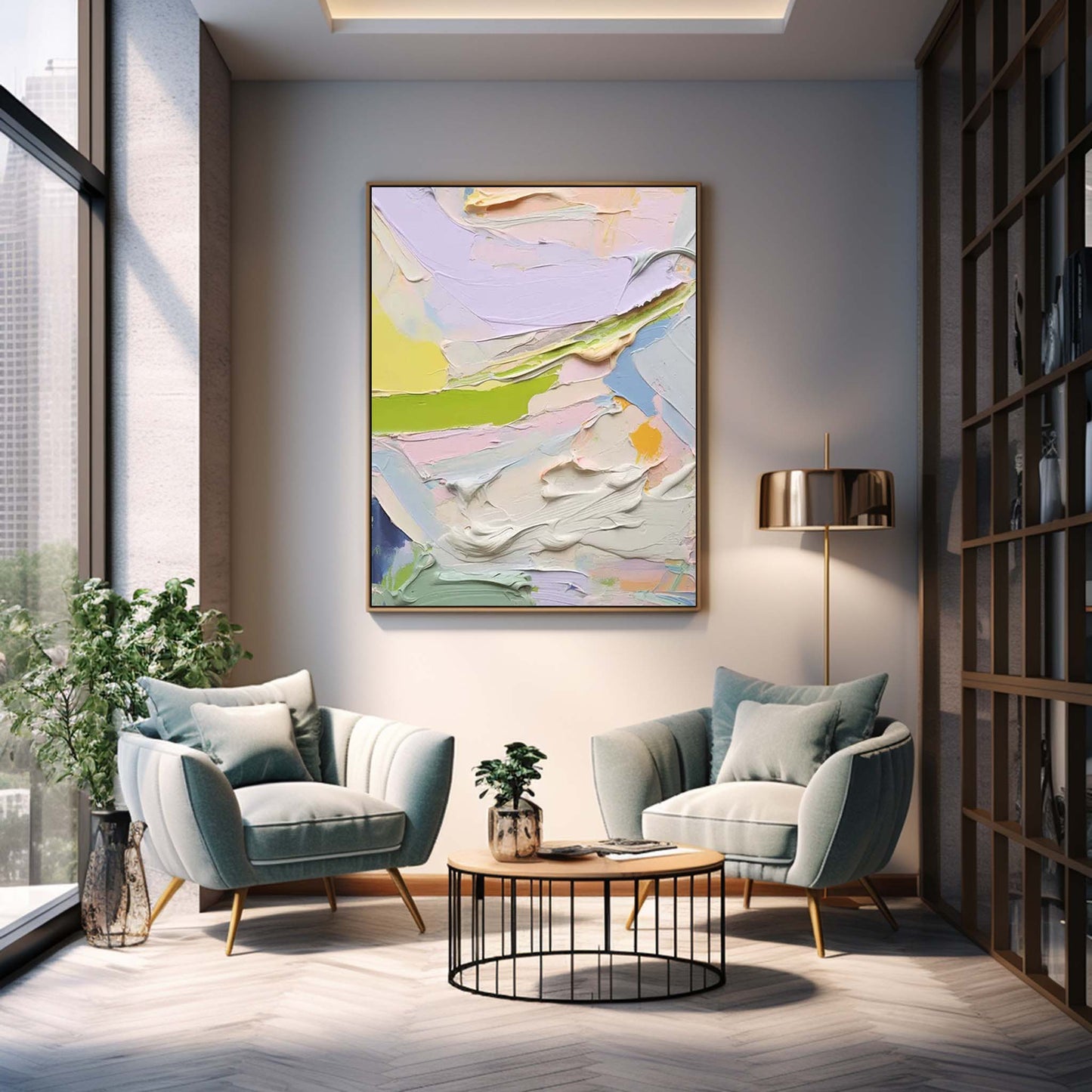 Colorful Abstract Oil Painting for Modern Home Decor and Art Enthusiasts