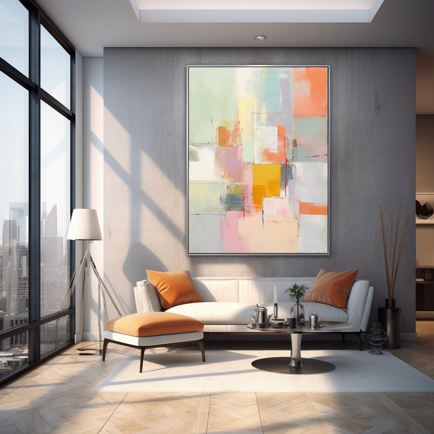 Colorful Abstract Oil Painting for Modern Home Decor and Artistic Inspiration