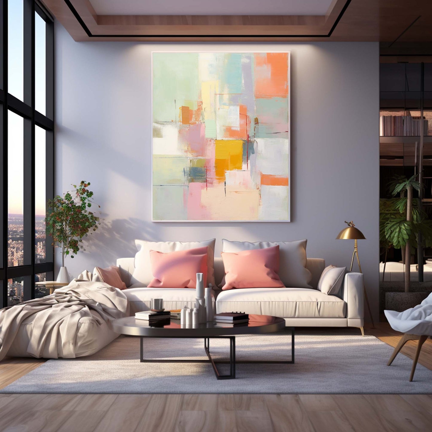 Colorful Abstract Oil Painting for Modern Home Decor and Artistic Inspiration