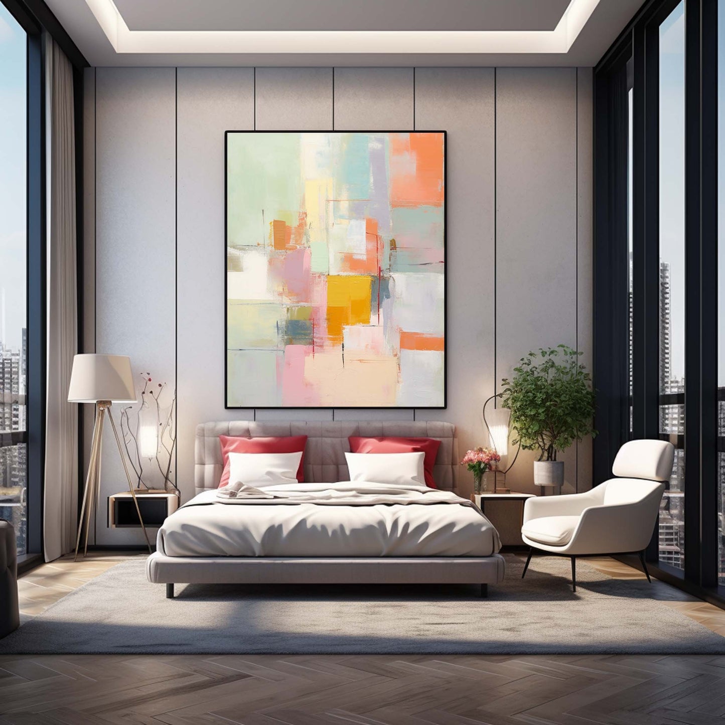 Colorful Abstract Oil Painting for Modern Home Decor and Artistic Inspiration