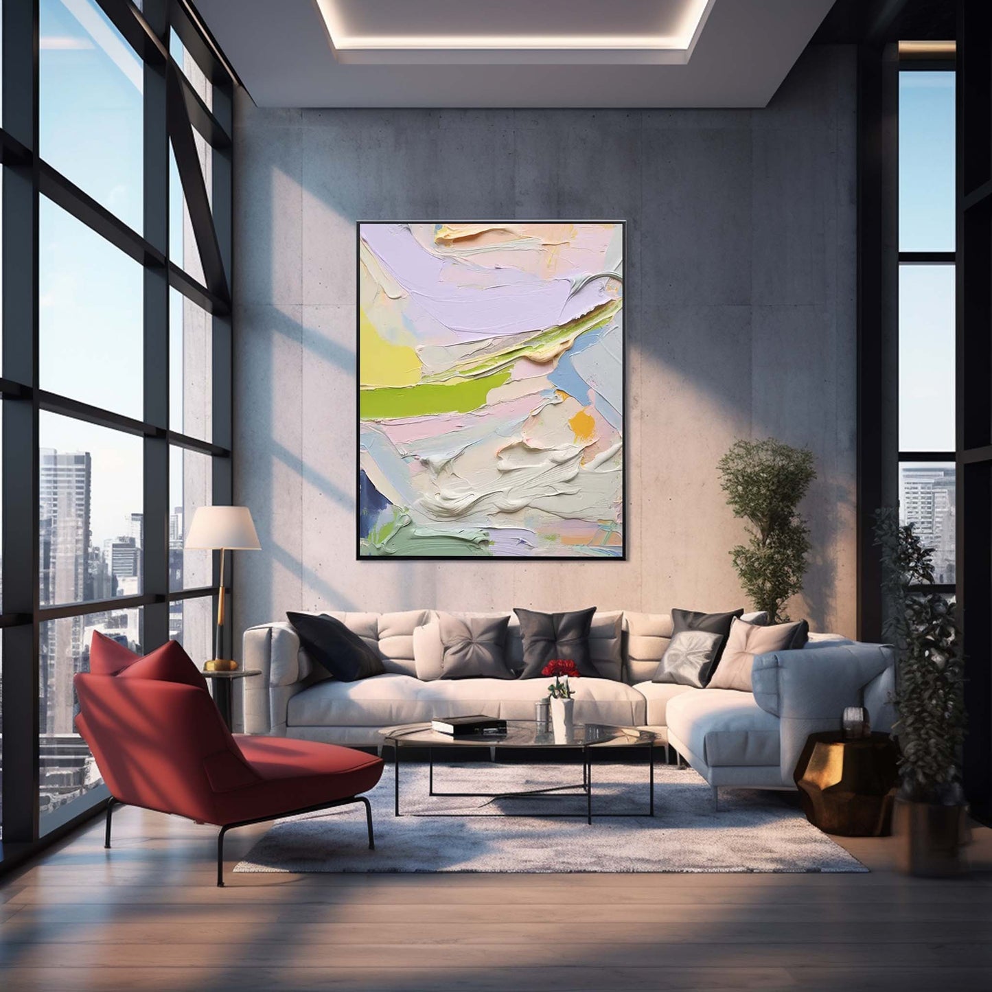 Colorful Abstract Oil Painting for Modern Home Decor and Art Enthusiasts
