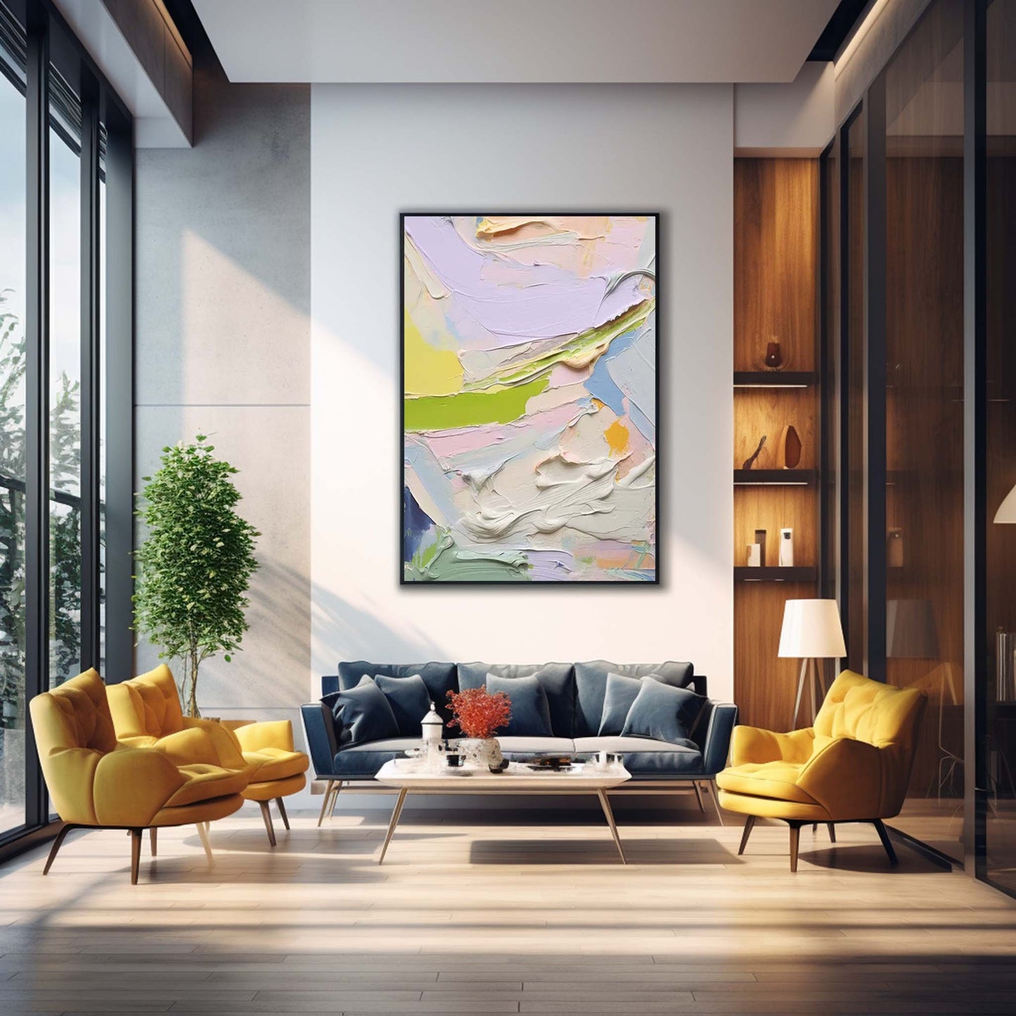Colorful Abstract Oil Painting for Modern Home Decor and Art Enthusiasts