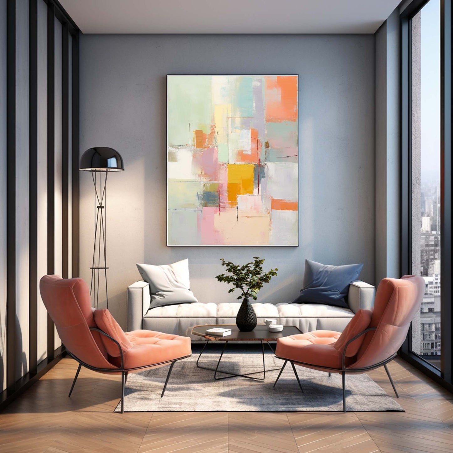 Colorful Abstract Oil Painting for Modern Home Decor and Artistic Inspiration