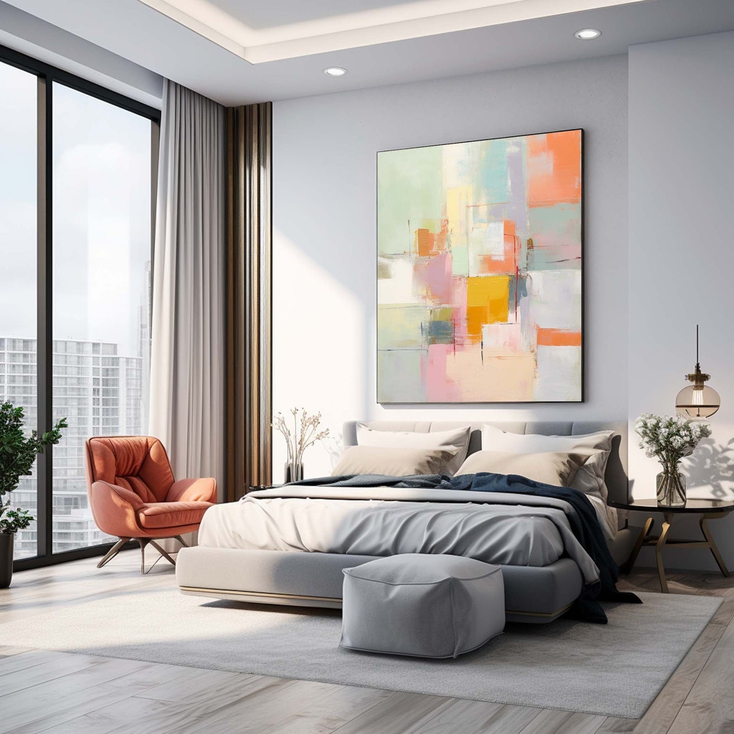 Colorful Abstract Oil Painting for Modern Home Decor and Artistic Inspiration