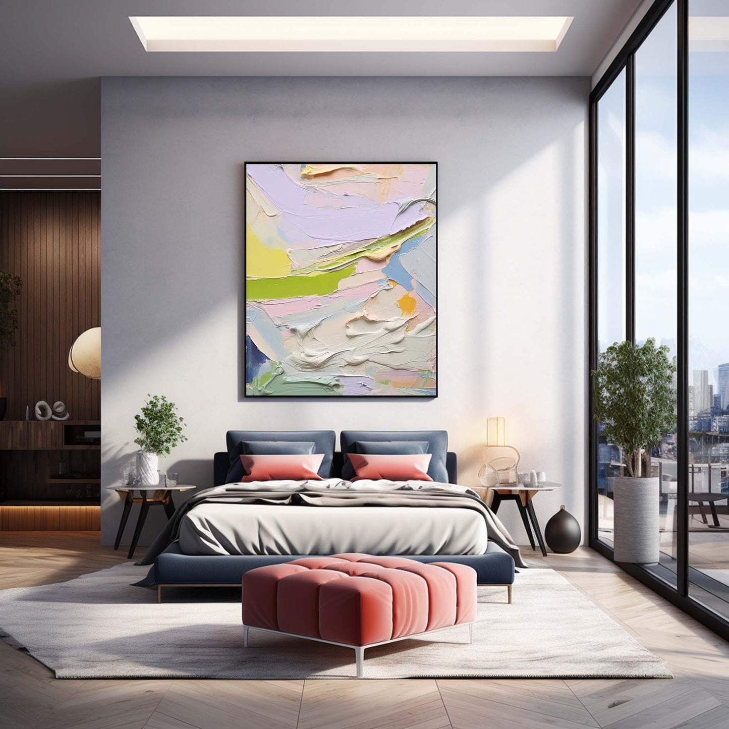 Colorful Abstract Oil Painting for Modern Home Decor and Art Enthusiasts