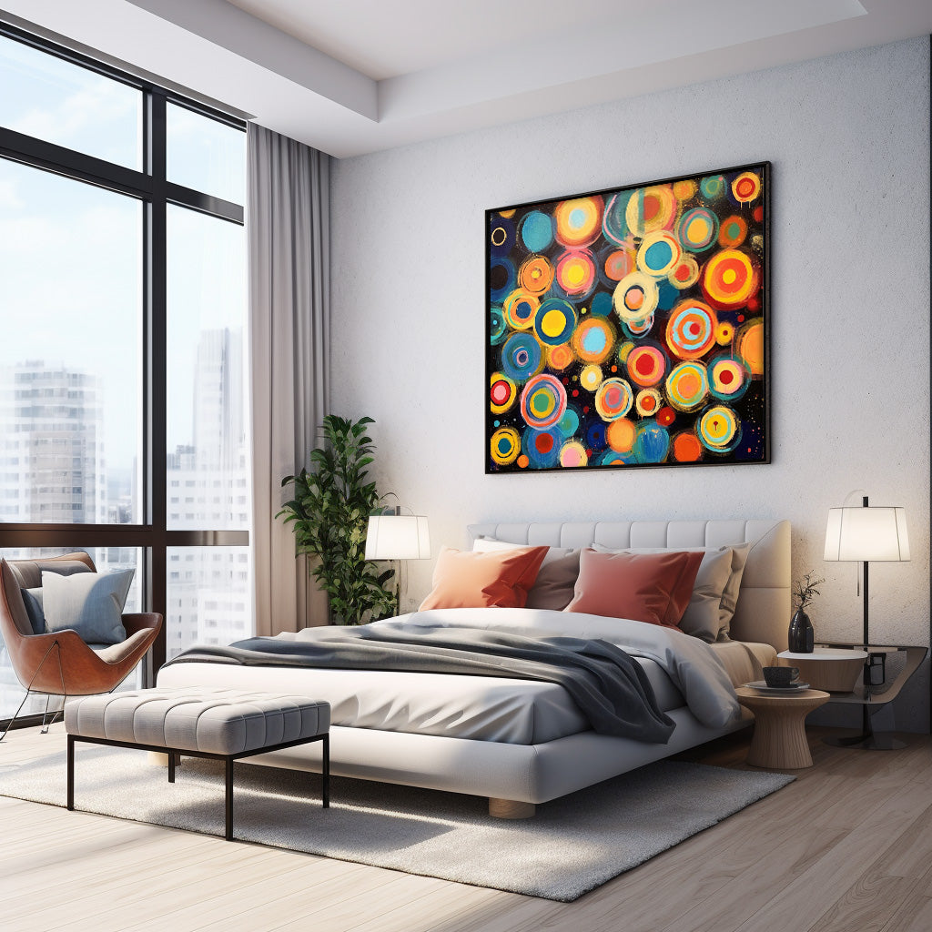 Colorful Abstract Circle Oil Painting for Modern Home Decor and Art Lovers
