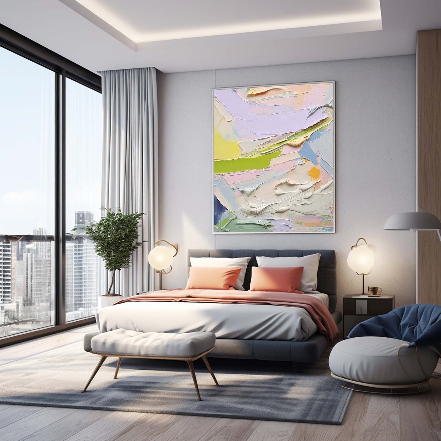 Colorful Abstract Oil Painting for Modern Home Decor and Art Enthusiasts