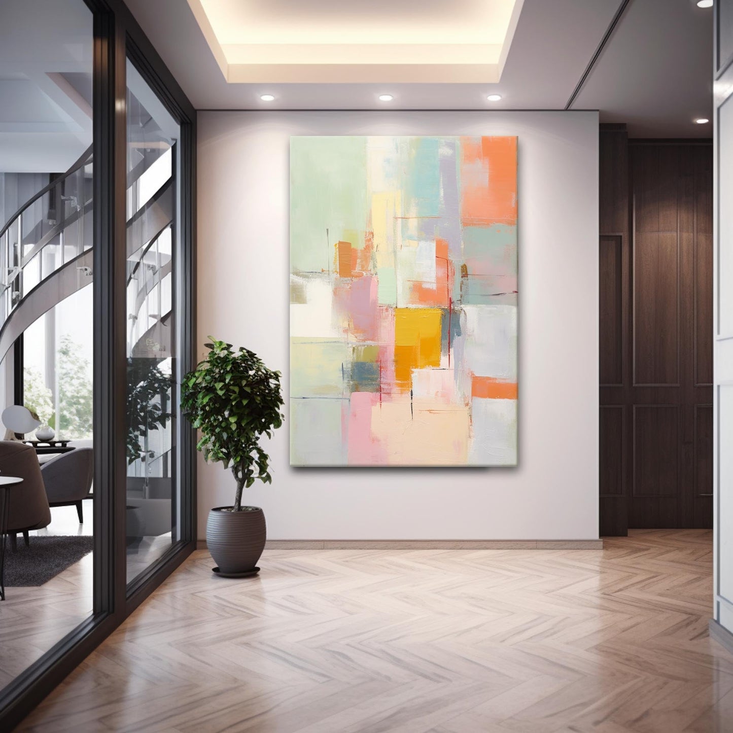 Colorful Abstract Oil Painting for Modern Home Decor and Artistic Inspiration